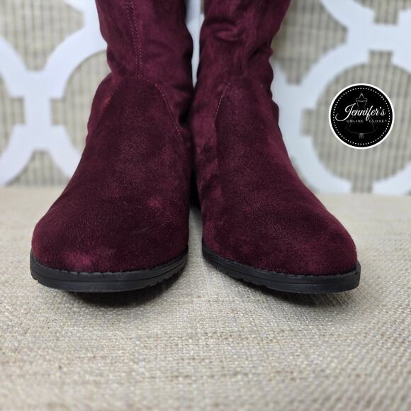 Unisa Women's Dark Red Unadivan Over the Knee Faux Suede Boots Size 8M - Picture 4 of 13